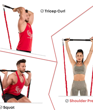 Workout Bar met Weerstandsbanden Set – Multifunctionele Fitness Bar voor Krachttraining en Thuisworkouts