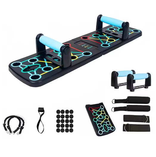 Draagbare Multifunctionele Push-Up Board Set met Handgrepen – Opvouwbare Fitnessapparatuur voor Thuistraining