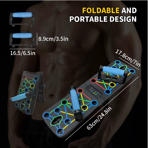 Draagbare Multifunctionele Push-Up Board Set met Handgrepen – Opvouwbare Fitnessapparatuur voor Thuistraining