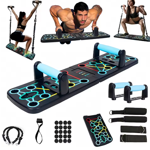 Draagbare Multifunctionele Push-Up Board Set met Handgrepen – Opvouwbare Fitnessapparatuur voor Thuistraining