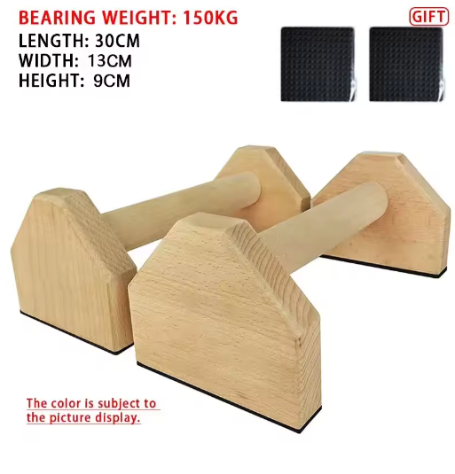 Houten Push-Up Bars Set – Antislip Parallettes voor Calisthenics en Krachttraining Thuis