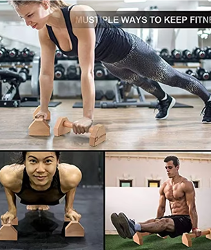 Houten Push-Up Bars Set – Antislip Parallettes voor Calisthenics en Krachttraining Thuis