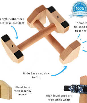 Houten Push-Up Bars Set – Antislip Parallettes voor Calisthenics en Krachttraining Thuis