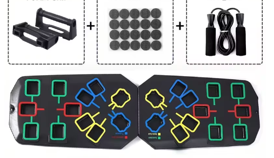 Opvouwbaar Push-up Board Set – Multifunctionele Fitnessplaat met Handgrepen voor Full Body Training