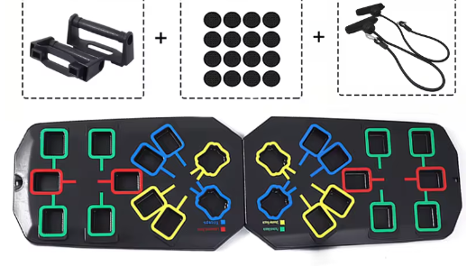 Opvouwbaar Push-up Board Set – Multifunctionele Fitnessplaat met Handgrepen voor Full Body Training