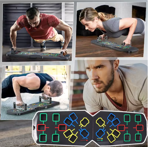 Opvouwbaar Push-up Board Set – Multifunctionele Fitnessplaat met Handgrepen voor Full Body Training