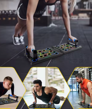 3-in-1 Opvouwbare Push-up Board Set met Weerstandsbanden (2×20 kg) – Multifunctioneel Fitnesshulpmiddel voor Borst-, Arm- en Coretraining