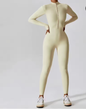 Dames Sport Jumpsuit met Rits en Lange Mouwen – Stretch Fitness Catsuit voor Yoga en Training