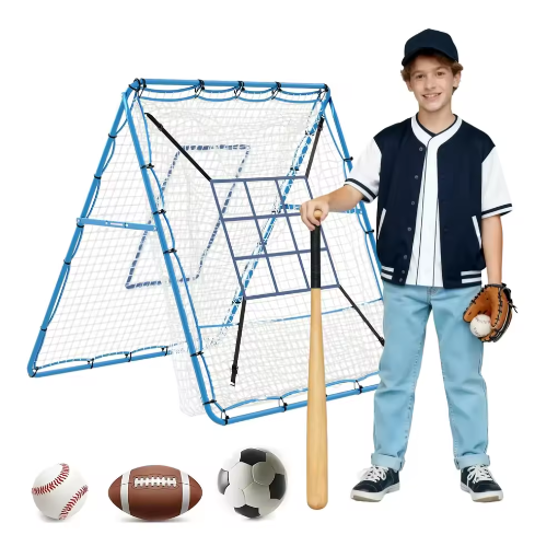 Multi-Sport Rebounder Net – Verstelbaar Trainingsnet voor Volleybal, Honkbal en Voetbal, Stevig en Opvouwbaar