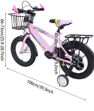 14 Inch Kinderfiets – Met Zijwieltjes, Mand en Verstelbaar Zadel, Ideaal voor Kinderen van 3-7 Jaar