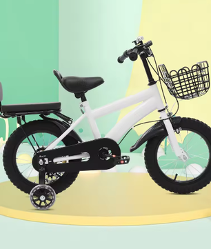 14 Inch Kinderfiets – Met Zijwieltjes, Mand en Verstelbaar Zadel, Ideaal voor Kinderen van 3-7 Jaar