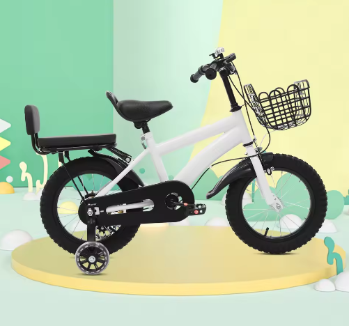14 Inch Kinderfiets – Met Zijwieltjes, Mand en Verstelbaar Zadel, Ideaal voor Kinderen van 3-7 Jaar