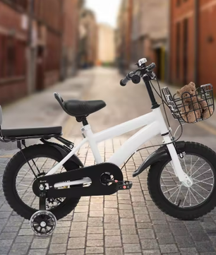 14 Inch Kinderfiets – Met Zijwieltjes, Mand en Verstelbaar Zadel, Ideaal voor Kinderen van 3-7 Jaar