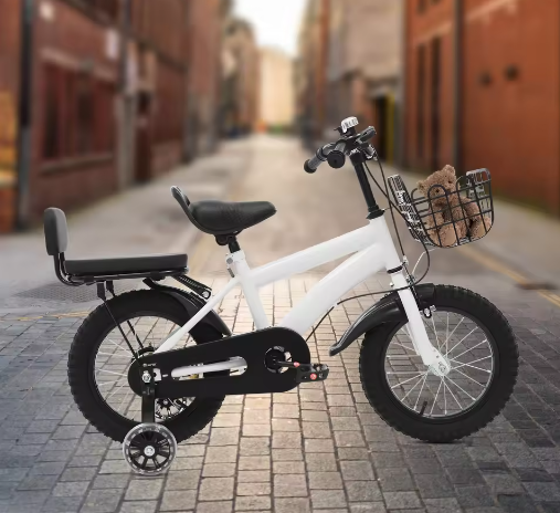 14 Inch Kinderfiets – Met Zijwieltjes, Mand en Verstelbaar Zadel, Ideaal voor Kinderen van 3-7 Jaar