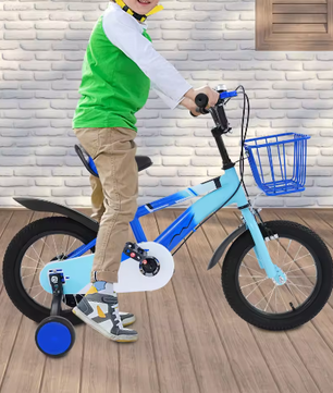 14 Inch Kinderfiets – Met Zijwielen, Mand en Dubbele Remmen, Verstelbaar Zadel en Stuur