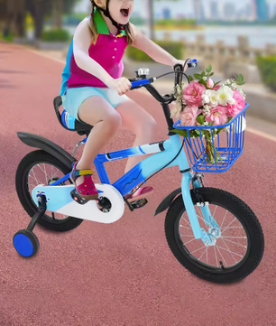 14 Inch Kinderfiets – Met Zijwielen, Mand en Dubbele Remmen, Verstelbaar Zadel en Stuur