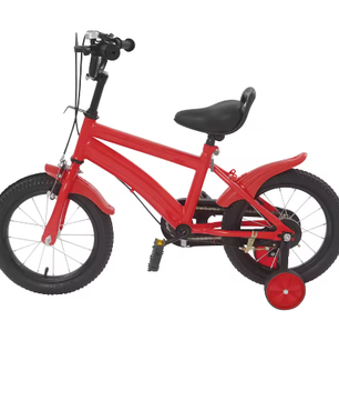 14 Inch Kinderfiets – Verstelbaar Zadel en Stuur met Zijwielen en Dubbele Remmen voor Beginners