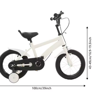 14 Inch Kinderfiets – Verstelbaar Zadel en Stuur met Zijwielen en Dubbele Remmen voor Beginners