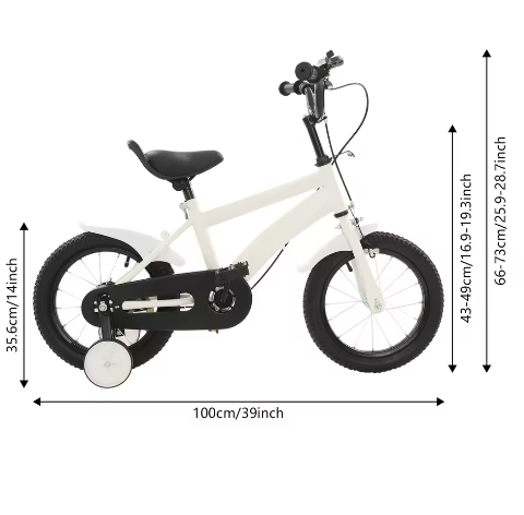 14 Inch Kinderfiets – Verstelbaar Zadel en Stuur met Zijwielen en Dubbele Remmen voor Beginners