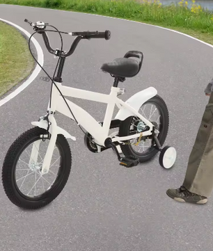 14 Inch Kinderfiets – Verstelbaar Zadel en Stuur met Zijwielen en Dubbele Remmen voor Beginners