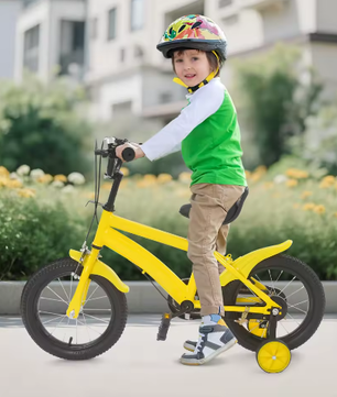 14 Inch Kinderfiets – Verstelbaar Zadel en Stuur met Zijwielen en Dubbele Remmen voor Beginners