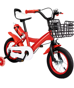 Kinderfiets 12 Inch – Met Zijwielen, Mand en Verstelbaar Zadel, Ideaal voor Kinderen van 2-4 Jaar