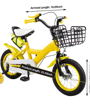 Kinderfiets 12 Inch – Met Zijwielen, Mand en Verstelbaar Zadel, Ideaal voor Kinderen van 2-4 Jaar