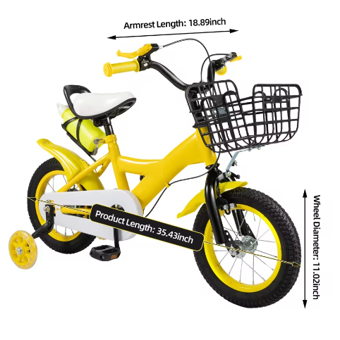 Kinderfiets 12 Inch – Met Zijwielen, Mand en Verstelbaar Zadel, Ideaal voor Kinderen van 2-4 Jaar