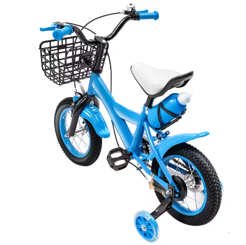 Kinderfiets 12 Inch – Met Zijwielen, Mand en Verstelbaar Zadel, Ideaal voor Kinderen van 2-4 Jaar
