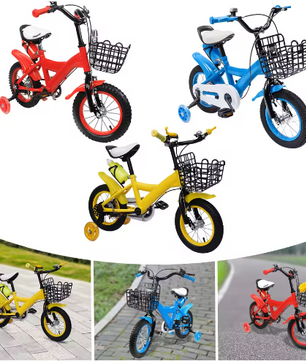Kinderfiets 12 Inch – Met Zijwielen, Mand en Verstelbaar Zadel, Ideaal voor Kinderen van 2-4 Jaar