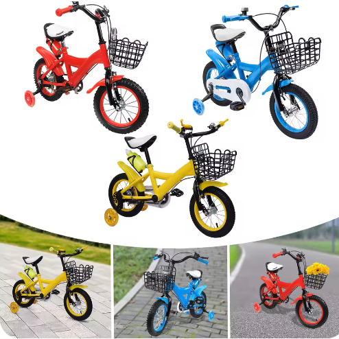 Kinderfiets 12 Inch – Met Zijwielen, Mand en Verstelbaar Zadel, Ideaal voor Kinderen van 2-4 Jaar