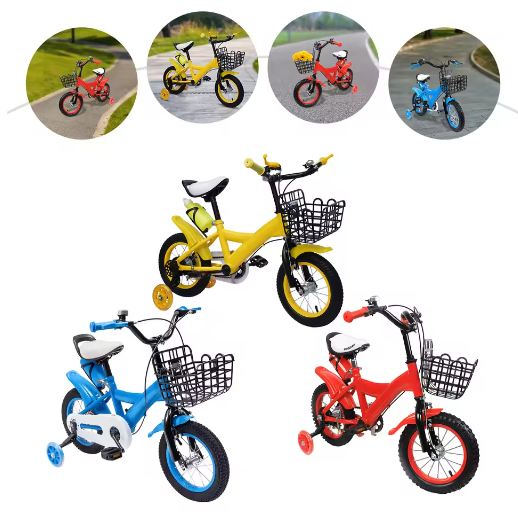 Kinderfiets 12 Inch – Met Zijwielen, Mand en Verstelbaar Zadel, Ideaal voor Kinderen van 2-4 Jaar