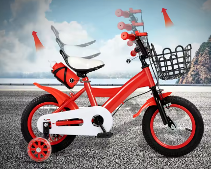 Kinderfiets 12 Inch – Met Zijwielen, Mand en Verstelbaar Zadel, Ideaal voor Kinderen van 2-4 Jaar