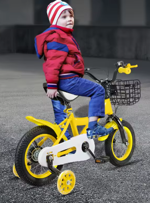 Kinderfiets 12 Inch – Met Zijwielen, Mand en Verstelbaar Zadel, Ideaal voor Kinderen van 2-4 Jaar
