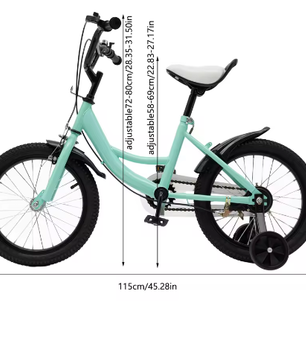 16 Inch Kinderfiets – Met Zijwielen, Verstelbaar Zadel en Stuur, Dubbele Remmen voor Kinderen van 5-8 Jaar