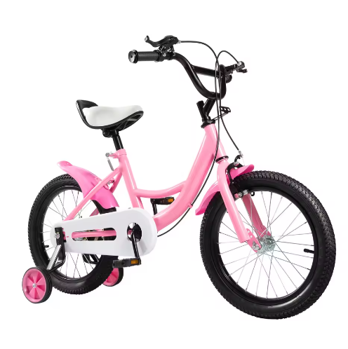 16 Inch Kinderfiets – Met Zijwielen, Verstelbaar Zadel en Stuur, Dubbele Remmen voor Kinderen van 5-8 Jaar