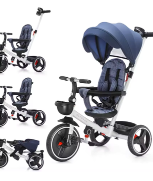 5-in-1 Kinderwagen Driewieler – Verstelbare Luifel, Duwstang en Veiligheidsharnas voor 1–5 Jaar