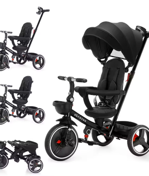 5-in-1 Kinderwagen Driewieler – Verstelbare Luifel, Duwstang en Veiligheidsharnas voor 1–5 Jaar