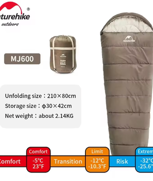 Mummie Slaapzak voor Camping – Lichtgewicht Winterslaapzak tot -12°C, Compact en Warm