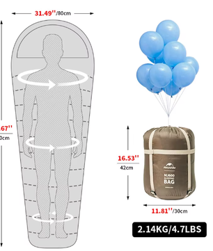 Mummie Slaapzak voor Camping – Lichtgewicht Winterslaapzak tot -12°C, Compact en Warm