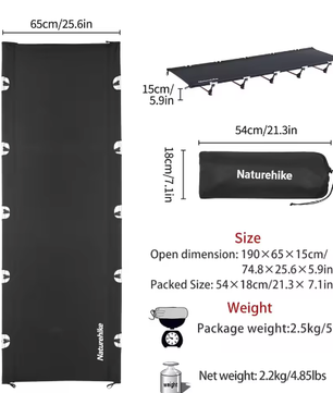 Ultralicht Opklapbaar Campingbed – Draagbaar Slaapbed voor Outdoor, Reizen en Backpacken (150 kg Belastbaar)