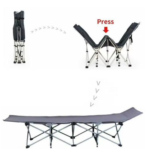 Opklapbaar Campingbed met Matras – Lichtgewicht Logeerbed voor Reizen en Outdoor Gebruik