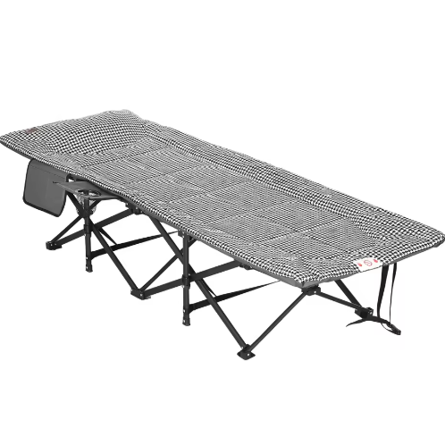 Opklapbaar Kampeerbed met Bekerhouder en Tas – Comfortabel Ligbed voor Outdoor en Camping (120 kg)