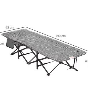 Opklapbaar Kampeerbed met Bekerhouder en Tas – Comfortabel Ligbed voor Outdoor en Camping (120 kg)