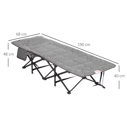 Opklapbaar Kampeerbed met Bekerhouder en Tas – Comfortabel Ligbed voor Outdoor en Camping (120 kg)