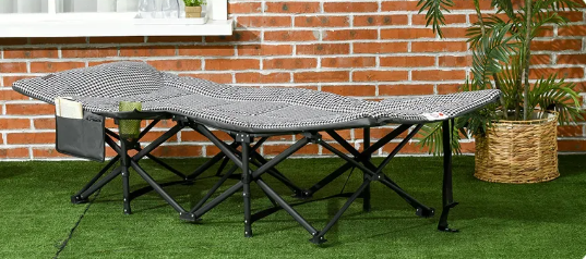 Opklapbaar Kampeerbed met Bekerhouder en Tas – Comfortabel Ligbed voor Outdoor en Camping (120 kg)