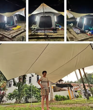 Extra Grote Octagon Camping Tarp 510x510 cm – Waterdicht Zonnescherm en Multifunctionele Outdoor Luifel