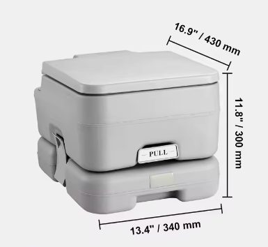 Draagbaar Camping Toilet met Drukspoeling – Compact Chemisch Toilet met Afvaltank en Draagtas voor Outdoor en Reizen