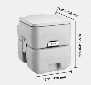 Draagbaar Camping Toilet met Drukspoeling – Compact Chemisch Toilet met Afvaltank en Draagtas voor Outdoor en Reizen