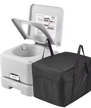 Draagbaar Camping Toilet met Drukspoeling – Compact Chemisch Toilet met Afvaltank en Draagtas voor Outdoor en Reizen